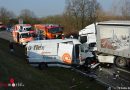 Deutschland: Kleintransporter kollidiert mit Sattelschlepper → ein Toter auf der B3 bei Bruchsal