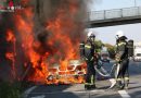 Nö: Auto auf der A21 bei Brunn am Gebirge in Vollbrand