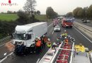 Deutschland: Schwerer Verkehrsunfall auf der BAB 3 → Feuerwehr befreit eingeklemmten Lkw-Fahrer