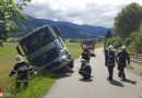 Stmk: Bergung eines umsturzdrohenden Lkw in Kammern im Liesingtal