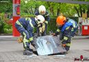 Nö: Stichflamme aus Schacht mit den Einfüllstutzen bei einer Tankstelle in Mödling