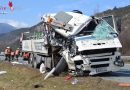 Tirol: Verkehrsunfall mit drei Lkw – zwei davon Gefahrguttransporter – und einem Pkw auf A12 bei Stams