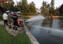 Nö: Anhaltende Hitze -> Wasserbelebung im Waldbad durch die Feuerwehr