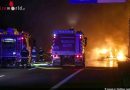 Oö: Vollbrand eines Wohnwagens auf der Welser Autobahn