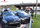 Bgld: Feuerwehr nach Kreuzungsunfall bei Autobahnabfahrt im Einsatz