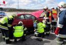 Nö: Pkw mit drei Insassen prallt auf der S5 frontal in die Betonleitschiene