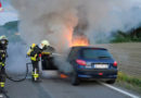 Oö: Autobrand auf der B 3 in Steyregg