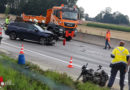 Oö: Motorblockverlust nach Pkw-Anprall an Baustellenabsicherungs-Anhänger auf der A 1 bei Sattledt