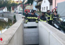 Nö: Mobiler Hochwasserschutz mit 13 Stationen in Waidhofen / Thaya zu Schulungszwecken aufgebaut