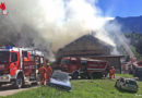 Oö: Heustadel hoch über den Goiserertal in Vollbrand