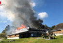 Schweiz: Hubschrauber-Löscheinsatz bei brennendem Bergrestaurant auf der Alp Seeberg in Zweisimmen