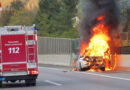 Schweiz: Auto-Vollbrand unmittelbar nach dem Nordportal des Belchentunnels