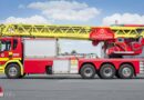 Magirus liefert für die Feuerwehr London die höchsten Drehleitern Europas mit 64 Metern auf 4-Achs-Scania