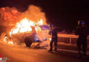 Nö: BMW am Autobahnknoten Guntramsdorf (A 3) in Vollbrand