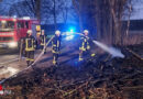 D: Brennender Baumschnitt neben Straße in Goch