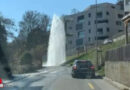 Schweiz: 10 m Wasserfontäne aus umgefahrenen Hydranten, Keller überflutet