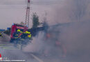 Oö: Kastenwagen und Lärmschutzwand brennen auf der A 1 bei St. Florian