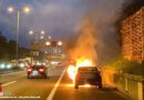 Oö: Autobrand auf der A 7 im Morgenverkehr in Linz