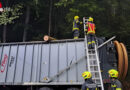 Oö: Baum in Pinsdorf auf abgestellten Traktor-Anhänger gestürzt 