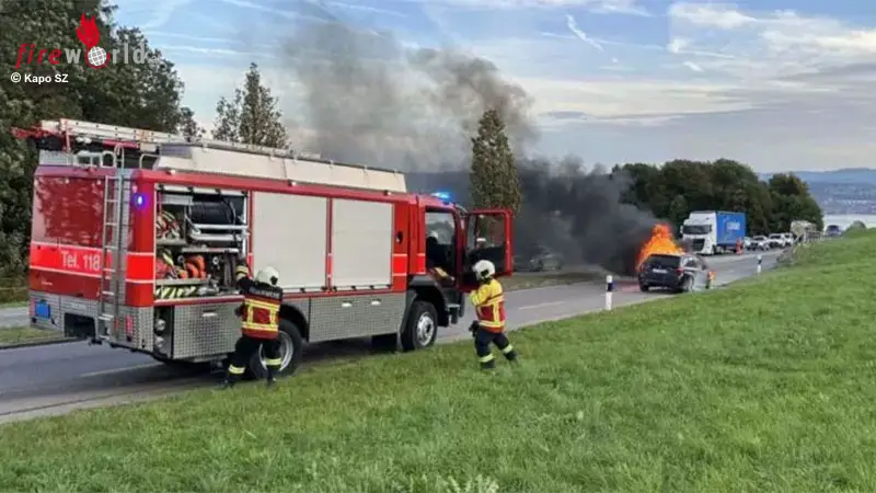 Schweiz: Erst Rauchendes Auto Brennt In Feusisberg - Fireworld.at