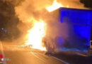 D: Sattelschlepper brennt bei Bad Hersfeld auf Autobahnbrücke