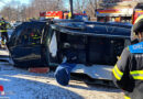 Bayern: Pkw nach Unfall durch medizinischen Notfall in München in Seitenlage