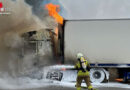 D: Brennende Sattelzugmaschine auf der A3 im Bereich Neustadt / Wied