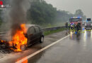 Nö: Autobrand im Regen auf der A 2 bei Wiener Neudorf