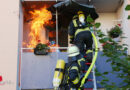 D: Feuerwehr Celle löscht offenes Feuer auf Balkon