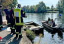 D: Berufsfeuerwehr Mülheim bei gekentertem Boot im Einsatz