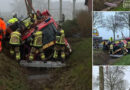 D: Feuerwehr-Teleskopmast landet in Straelen im Straßengraben